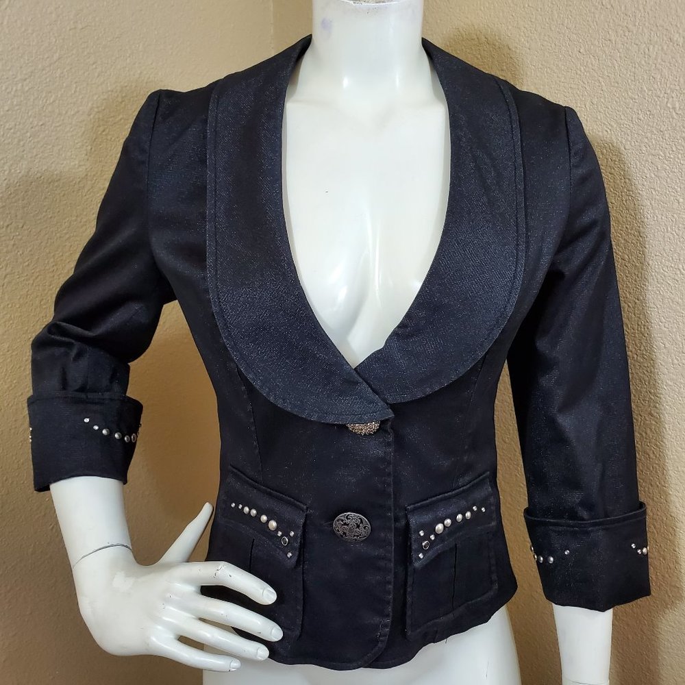 VERA CRISTINA Shimmer Studded Bejeweled Jacket~S